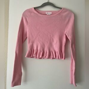 Pink, braided shoulders, cropped with ruffle